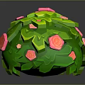 Cartoon Scene Featuring Green Spherical Ornament Adorned With Leaves And Pink Roses