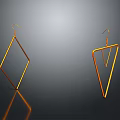Stylish Modern Golden Geometric Earrings With Diamond And Triangle Shapes