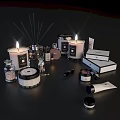 Perfume Cosmetics Display With Scented Candles Diffusers And Skincare Items 3d model
