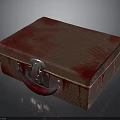 Vintage Red Textured Box With Metal Lock And Red Handle Distressed Finish