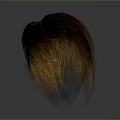 Trendy Woman Showcasing Brown And Golden Gradient Hair Wig Floating On Grey Background