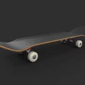Black Skateboard With Wooden Edge And White Wheels For Sports Activities