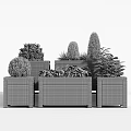 Various Colored Wooden Planters with Green Plants for Outdoor Garden Decoration