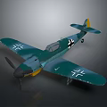 Vintage Military Airplane Model Green Body With White Cross Markings And Yellow Tail Design