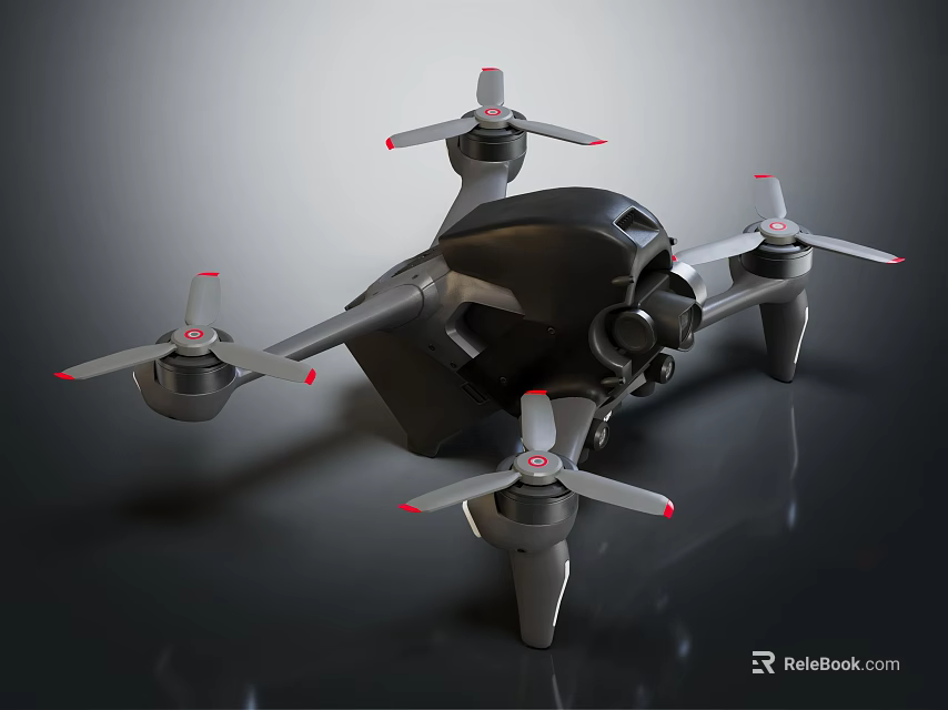 Professional Black Quadcopter Drone With High Performance Camera And Advanced Design 3d model 