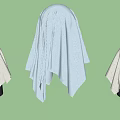 Soft Light Colored Fabric Covered Decorative Hanging Ornaments In Three Styles On Blue Background
