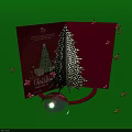 Festive Christmas Card With Red Design Christmas Tree And Green Ornament Decorations