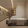 Serene SPA Sauna Interior Design With Soft Lighting Massage Beds Light Walls And Decorative Paintings