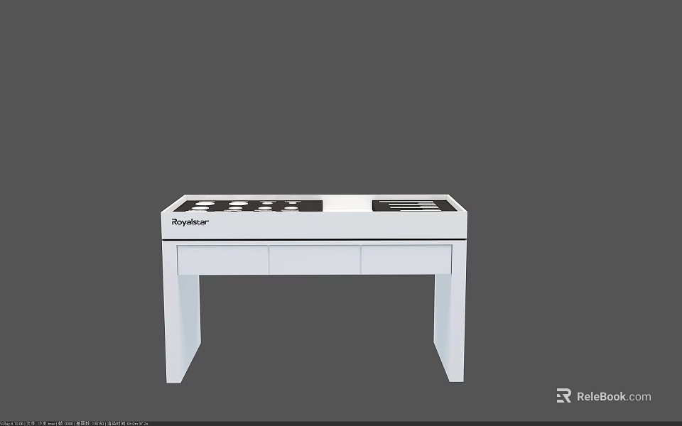 Modern White Kitchen Island Cabinet With Black Display Panels And Storage 3d model 