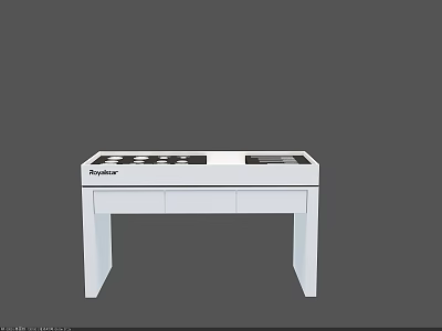 Modern White Kitchen Island Cabinet With Black Display Panels And Storage 3d model