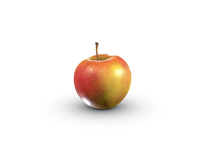 Fresh Red And Yellow Apple With Stem On White Background For Healthy Diet 3d model
