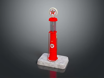 Retro Red Decorative Furniture Column With Marble Base And Circular Top 3d model