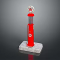 Retro Red Decorative Furniture Column With Marble Base And Circular Top