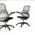 Modern Mesh Back Office Chair With Black Seat Armrests And Silver Base