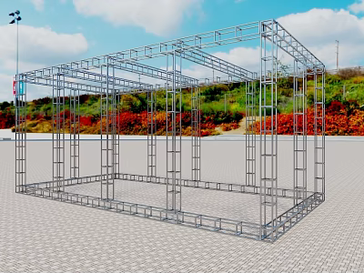 Cubic Steel Architectural Framework Structure For Building With Open Outdoor Area 3d model