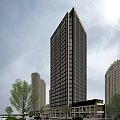 Modern Commercial Street with High Rise Buildings Urban Skyline and Contemporary Architecture