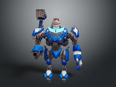 Intelligent Blue Mechanical Machine With Robotic Arm Tool And Detailed Design Structure 3d model