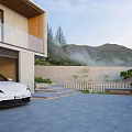 Modern Detached Villa Exterior Design With Garden Greenery Parking Space And Balcony