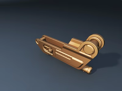 Golden Brass Door Handle With Modern Decorative Design For Home Interior 3d model