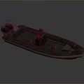 Gray Inflatable Boat With Blue Frame And Seats On Deck Surface