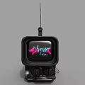 Vintage Television With Antenna Colorful Display Screen And Classic Metal Casing Design