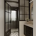 Modern Bathroom Interior With Glass Shower Enclosure And Toilet Fixtures