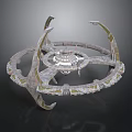 Futuristic Circular Space Station Structure With Support Arms And Central Hub Design 3d model