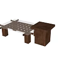 Modern Coffee Table With Glass Top And Wooden Support Structure Design 3d model