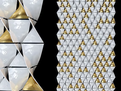 White And Gold Geometric Triangular Mosaic Design For Modern Decorative Wall 3d model