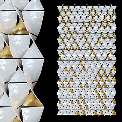 White And Gold Geometric Triangular Mosaic Design For Modern Decorative Wall 3d model