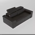 Modern Black Leather Two-Seater Sofa with Sleek Lines and Sturdy Structure 3d model