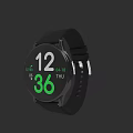 Black Smartwatch With Round Dial Displaying Time Date And Health Data
