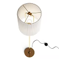 Elegant Modern Floor Lamp Featuring White Pleated Lampshade And Golden Pole