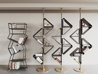 Modern Vertical Bookshelf Simple Bookshelf Iron Bookshelf Floor Storage Rack Iron Storage Rack Display Rack Partition 3d model