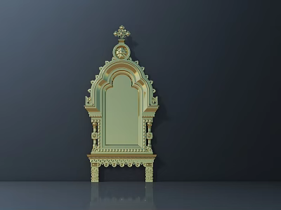 Ornate Golden Carved Frame With Intricate Decorative Design For Wall Decoration 3d model