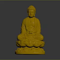 Golden Buddha Sculpture with Sitting Posture on Intricate Lotus Pedestal