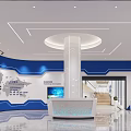 Modern Restaurant Interior With Marble Wall Spiral Staircase Reception Desk Green Plants And Large Windows