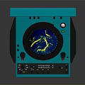 Weapon Control Console In Blue Color With Digital Screen And Control Panel Buttons