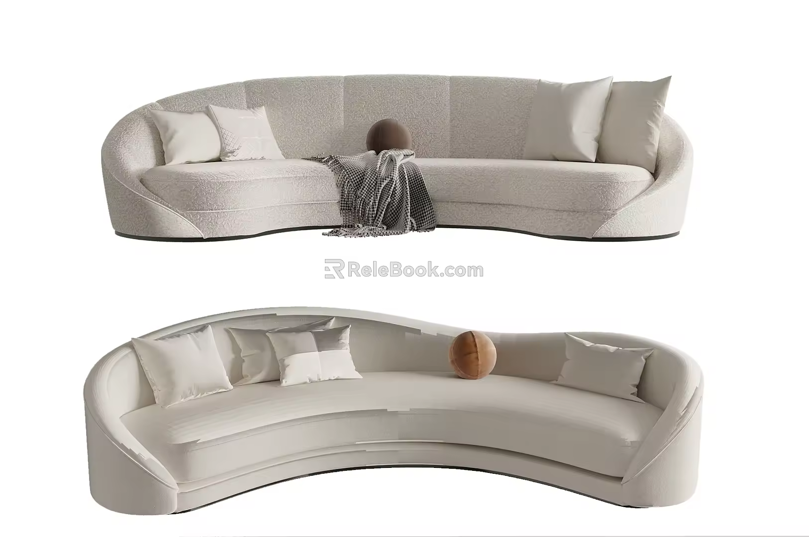 Modern Multiplayer Sofa Cream Shaped Sofa 3d model