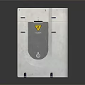 Industrial Building Component Gray Metal Enclosure With Green Indicator And Warning Sign