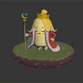 Banana King Character With Golden Crown Red Cape And Scepter On Green Grass