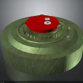 Mechanical Equipment With Green Base Red Top Component Circular Ring Gear Structure And White Markers