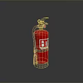 Red Fire Extinguisher with Safety Label and Handle for Home Emergency Use