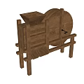 Traditional Handcrafted Wooden Grain Mill with Funnel Hopper and Roller Design