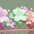 Vibrant Flower Shaped Photo Check in Spot with Pink Green Red Petals and LED Lights