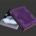 Ornate Purple Cover Books With Blue Cloud Design For Home Furniture Decor