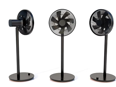 Three Modern Black Standing Electric Fans for Home Cooling Use 3d model