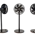 Three Modern Black Standing Electric Fans for Home Cooling Use 3d model