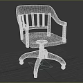 Classic Wooden Single Chair With Armrest Swivel Base And Wheels