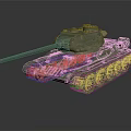 Realistic Military Tank 3D Model With Green Camouflage Turret Tracks And Cannon Barrel